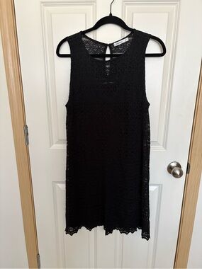Red Haute Black Crochet Shift Mini
